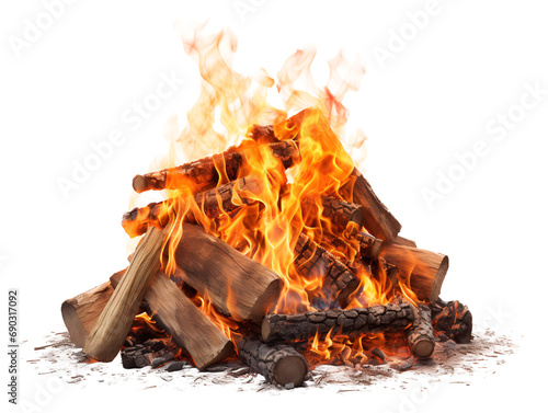 Blazing Bonfire, isolated on a transparent or white background