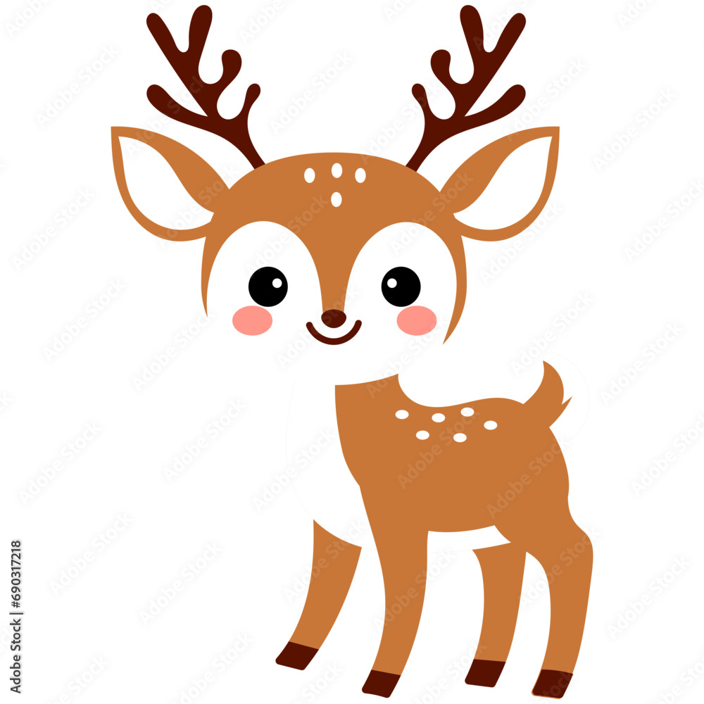 Cute Reindeer Cartoon with Happy face Cute Reindeer Cartoon with Happy face
