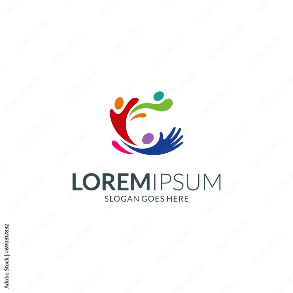 Fototapeta premium Letter C logo design with family or charity community combination
