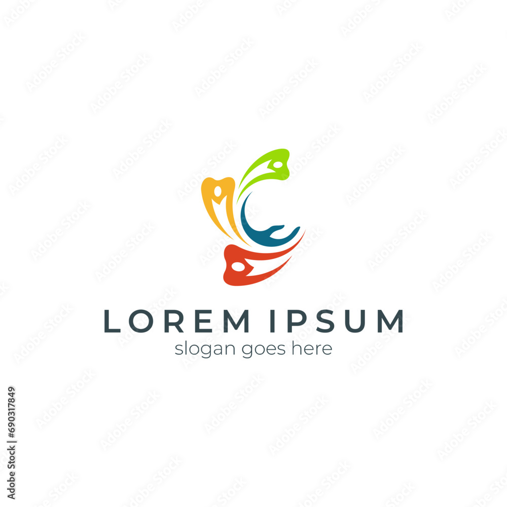 Abstract letter C logo design, Charity or family logo icon Abstract letter C logo design, Charity or family logo icon