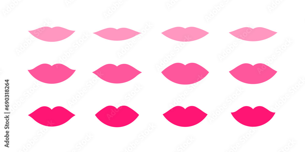 Contour geometric emblem of lips. Simple icon symbol for cosmetics, perfumeries and package design. - obrazy, fototapety, plakaty 