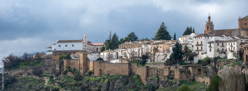 A panoramic view of the ancient hilltop town of Ronda, Andalucia, Spain