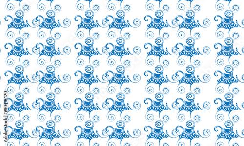 seamless pattern with blue flowers