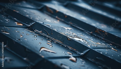 Water Droplets Glistening on a Metal Surface