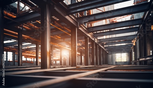 Empty Warehouse with Steel Beams