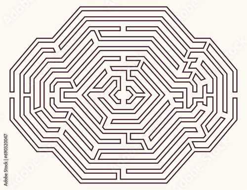 Labyrinth vector graphic. Complex maze (labyrinth) game illustration