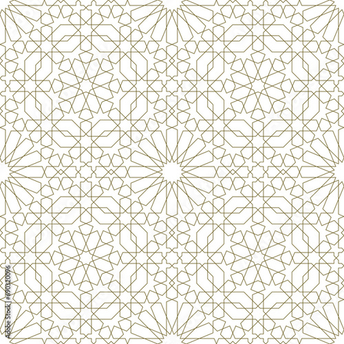 Seamless geometric ornament based on traditional islamic art.Brown color lines. For fabric,textile,cover,wrapping paper,background and lasercutting. photo