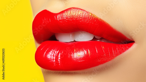 Close-up on woman's red lips