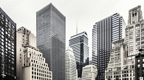 Black and white city skyscrapers 