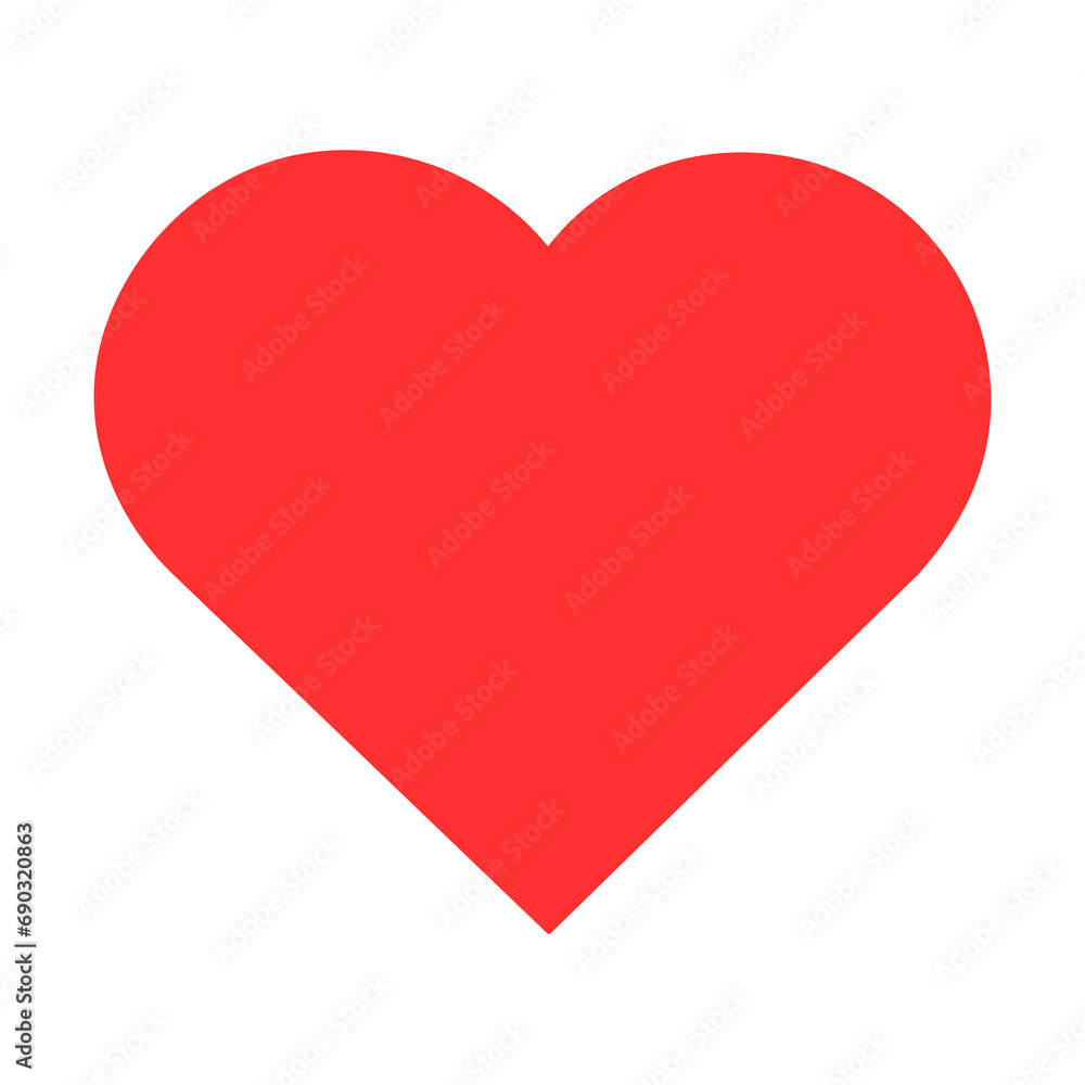 Vibrant Red Heart Illustration on Transparent or White Background