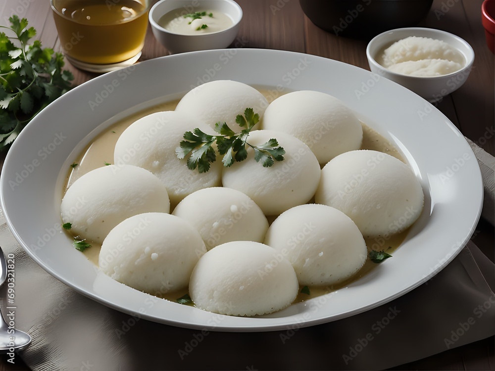 Capture the essence of Idli sambahr in a mouthwatering food photography shot Generative AI Capture the essence of Idli sambahr in a mouthwatering food photography shot Generative AI
