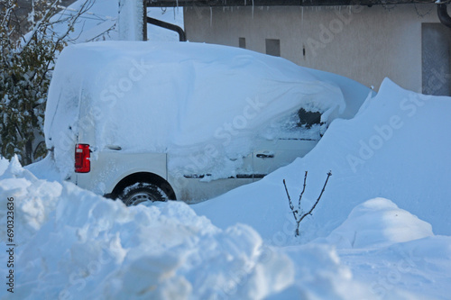 Snowy minivan