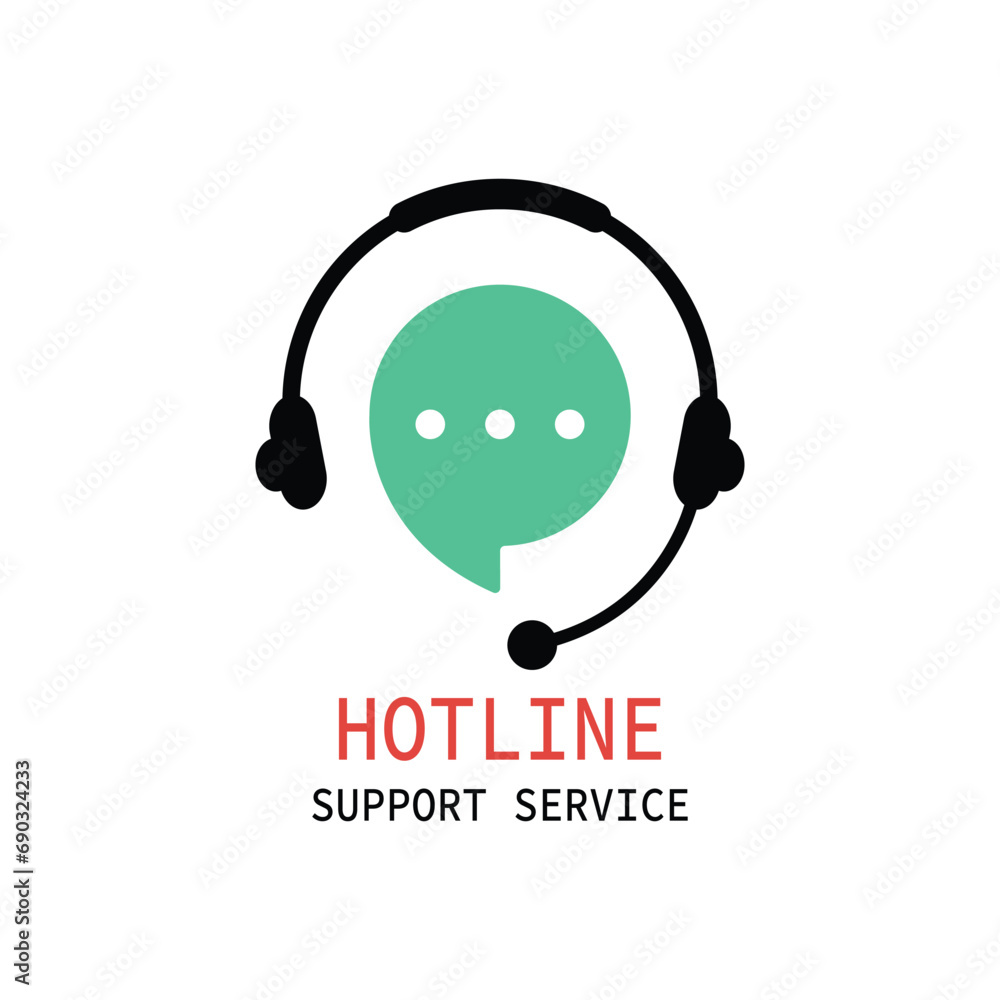 hotline support service with headphones. concept of consultation, telemarketing, consultant, secretary. isolated on white background. flat style modern brand design vector illustration hotline support service with headphones. concept of consultation, telemarketing, consultant, secretary. isolated on white background. flat style modern brand design vector illustration