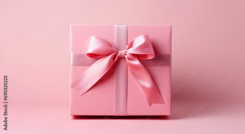 Pink gift box background with copy space for women and Valentine days Pink gift box background with copy space for women and Valentine days
