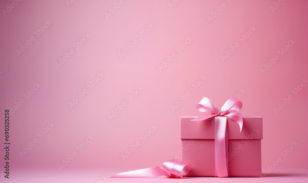 Pink gift box background with copy space for women and Valentine days Pink gift box background with copy space for women and Valentine days