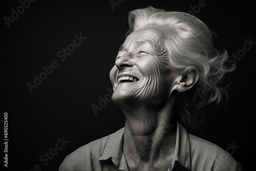 Elderly Caucasian woman Mature and happy They have smiling and joyful expressions in the studio photo.