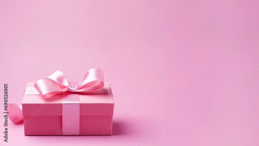 Pink gift box background with copy space for women and Valentine days Pink gift box background with copy space for women and Valentine days