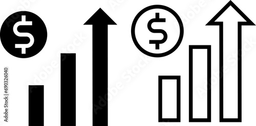 inflation icon, price increase sign symbol, fill and line style. Vector illustration