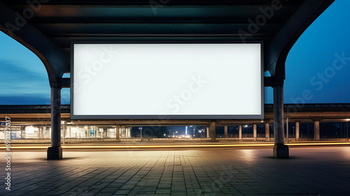 Advertising blank horizontal billboard in a ctrain or subway station . copy space for your text message or media content, advertisement, commercial and marketing concept