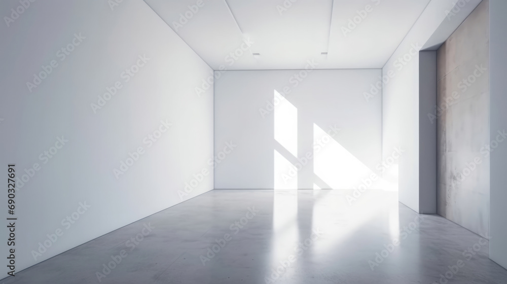 Serene beauty in an empty white minimalist blank room, where simplicity and space create a canvas for boundless imagination and design Serene beauty in an empty white minimalist blank room, where simplicity and space create a canvas for boundless imagination and design