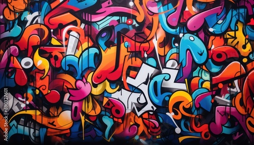 A Vibrant Wall of Colorful Graffiti