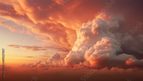 A Majestic Sunset Sky with a Large Cloud