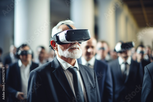Company meeting using VR headset