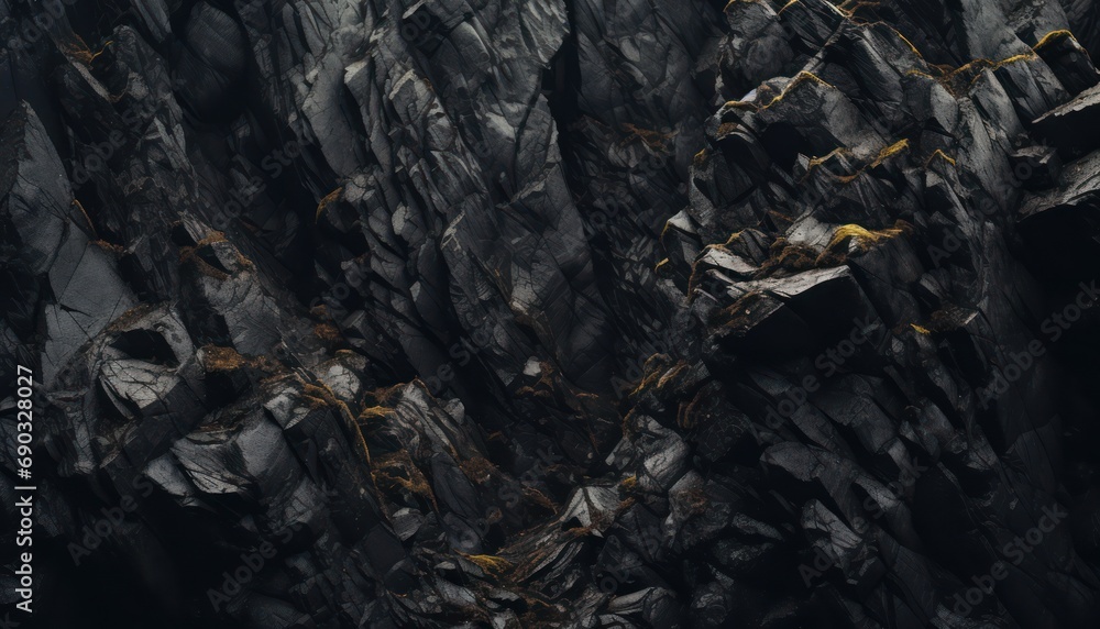 A Majestic Rock Formation Covered in Vibrant Yellow Moss A Majestic Rock Formation Covered in Vibrant Yellow Moss