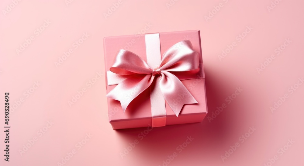 Pink gift box background with copy space for women and Valentine days Pink gift box background with copy space for women and Valentine days