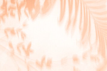 Wandcirkels Pantone 2024 Peach Fuzz Palmbladschaduw op perzikkleurige achtergrond  © Anna