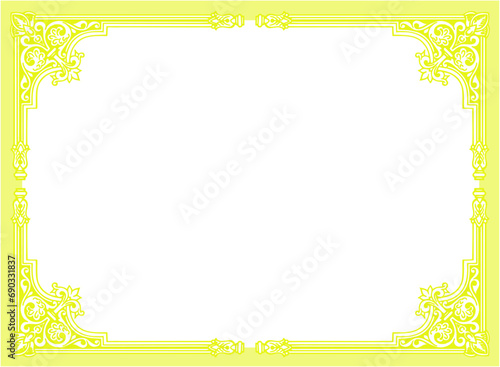 Yellow Vintage frame with ornament vector illustration	
