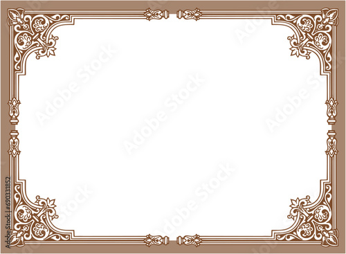 Brown Vintage frame with ornament vector illustration	
