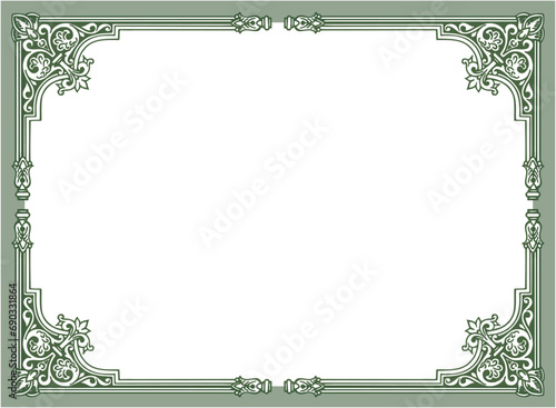 Metal iron Vintage silver frame with ornament, ironic frame vector illustration	

