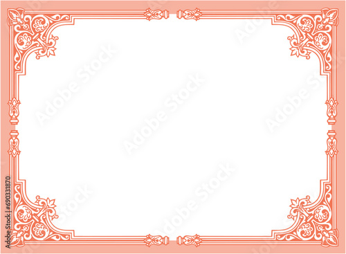 Red Vintage frame with ornament vector illustration	
