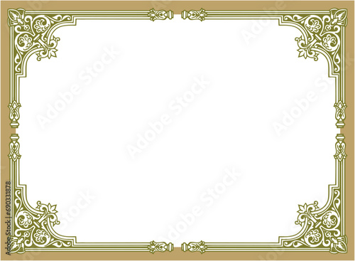 Golden vintage frame with ornament vector illustration	

