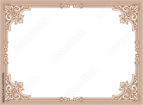 Brown Vintage frame with ornament vector illustration	
