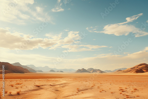 Minimalist depiction of a desert horizon, capturing the vastness and simplicity of arid landscapes in soft tones. © Oleksandr