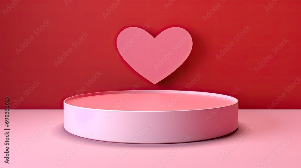Empty heart podium for product display with background