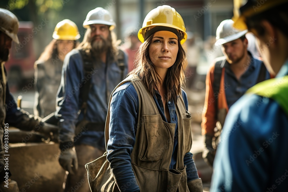 Empowered women showcasing strength and expertise in a heavy industry workplace, breaking barriers Empowered women showcasing strength and expertise in a heavy industry workplace, breaking barriers