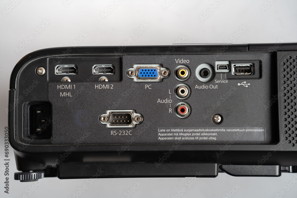 Fototapeta premium Beamer Rückseite mit Anschlüssen