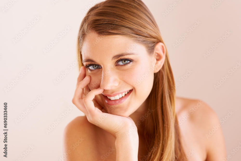 Skincare portrait, studio beauty and happy woman with natural facial cosmetics, mascara and skin collagen for rejuvenation. Spa face makeup, happiness and female model headshot on white background Skincare portrait, studio beauty and happy woman with natural facial cosmetics, mascara and skin collagen for rejuvenation. Spa face makeup, happiness and female model headshot on white background