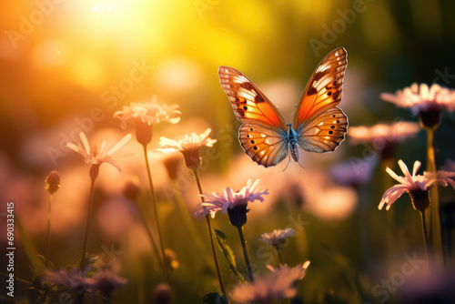Butterfly on wildflowers in spring © Veniamin Kraskov