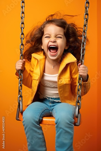 Happy smiling child girl si...