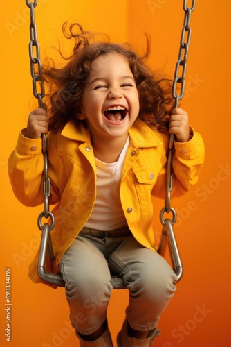 Happy smiling child girl si...