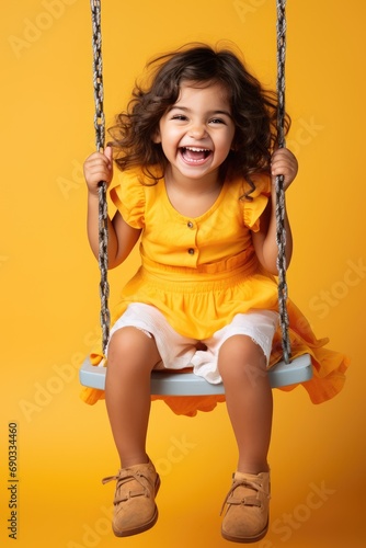 Happy smiling child girl si...