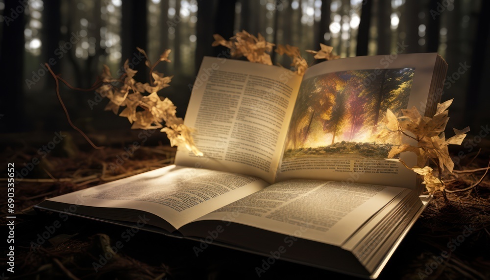 An Open Book Resting on the Forest Floor An Open Book Resting on the Forest Floor