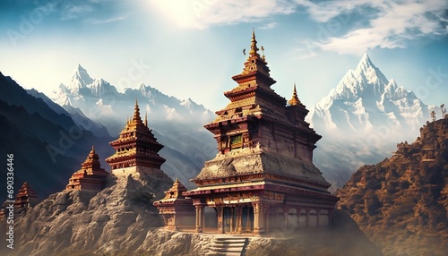 monastery towers in tibet suitable as background or banner