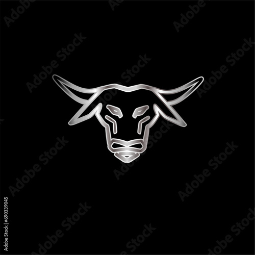 Iron bull head logo design 