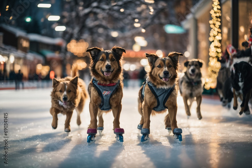 chrismas eve dogs on street