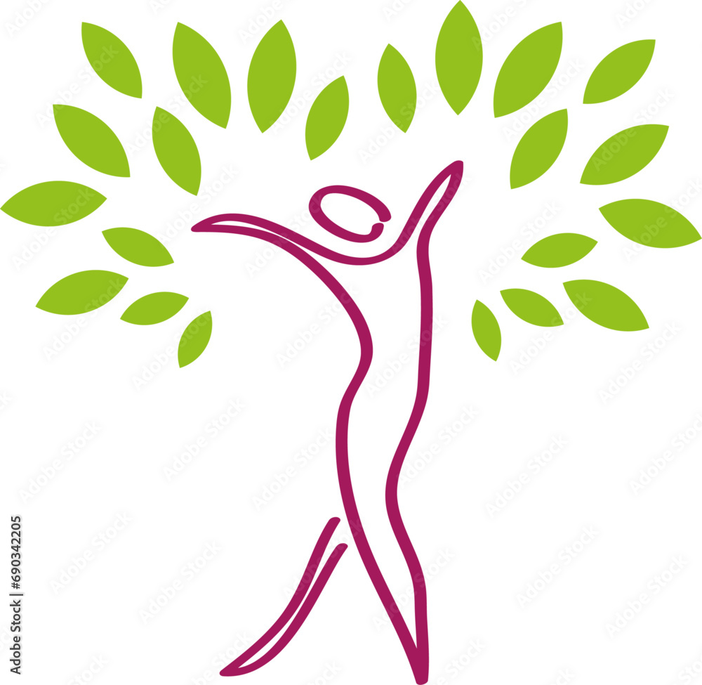 Naklejka premium Frau, Person in Bewegung als Baum, Pflanze, Heilpraktiker, Frauenarzt, Logo